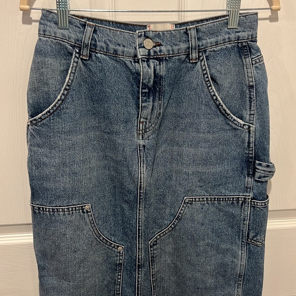 BDG urban outfitters denim carpenter maxi skirt size Small - Picture 3 of 9